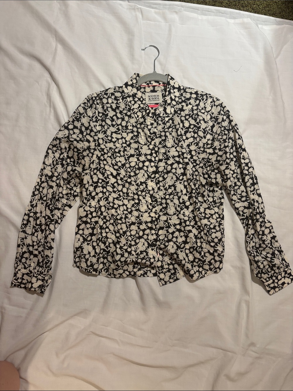 Scotch & Soda Black and White Floral Button-Down Shirt